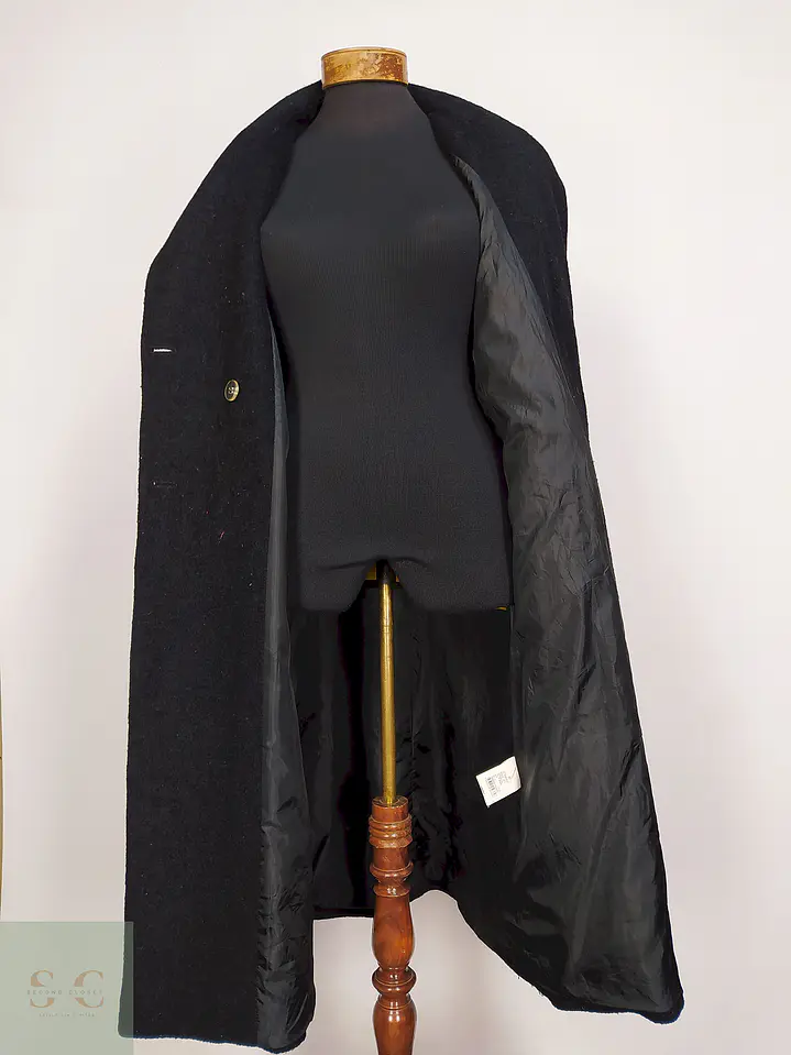 Abrigo Largo Negro Lc Waikiki Mezcla Lana Cruzado Talla 42 L 9