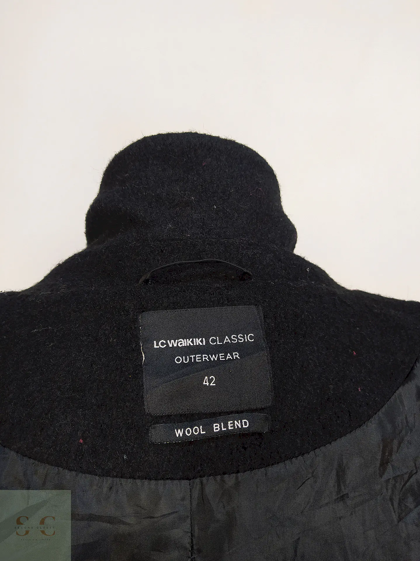 Abrigo Largo Negro Lc Waikiki Mezcla Lana Cruzado Talla 42 L 12