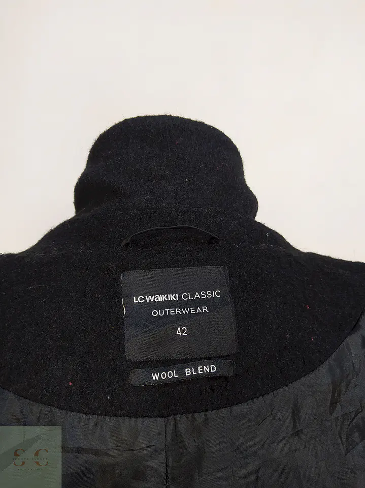 Abrigo Largo Negro Lc Waikiki Mezcla Lana Cruzado Talla 42 L 12