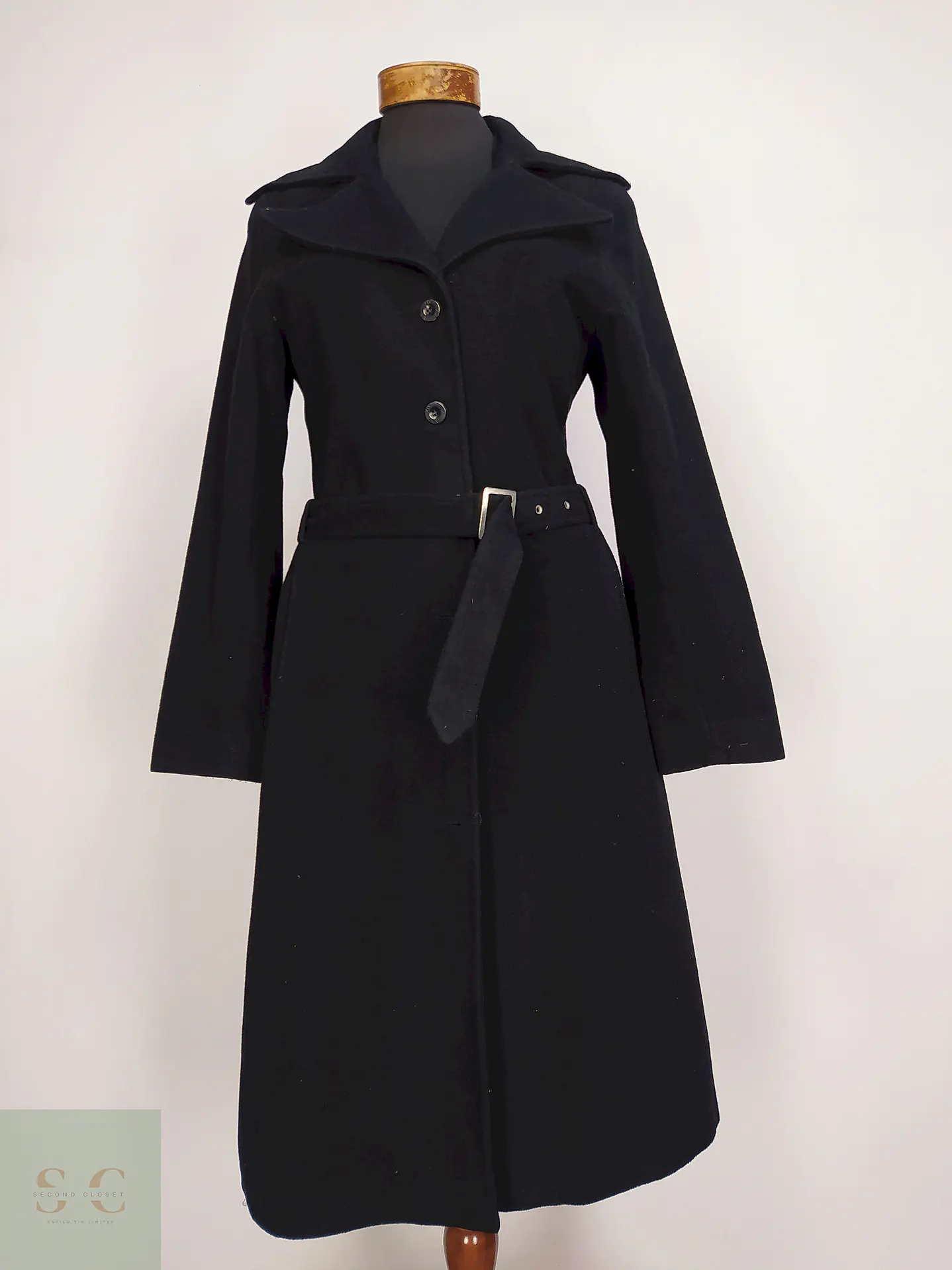 Abrigo Largo Negro XX by Mexx 80% Lana Talla 38 S/M 1