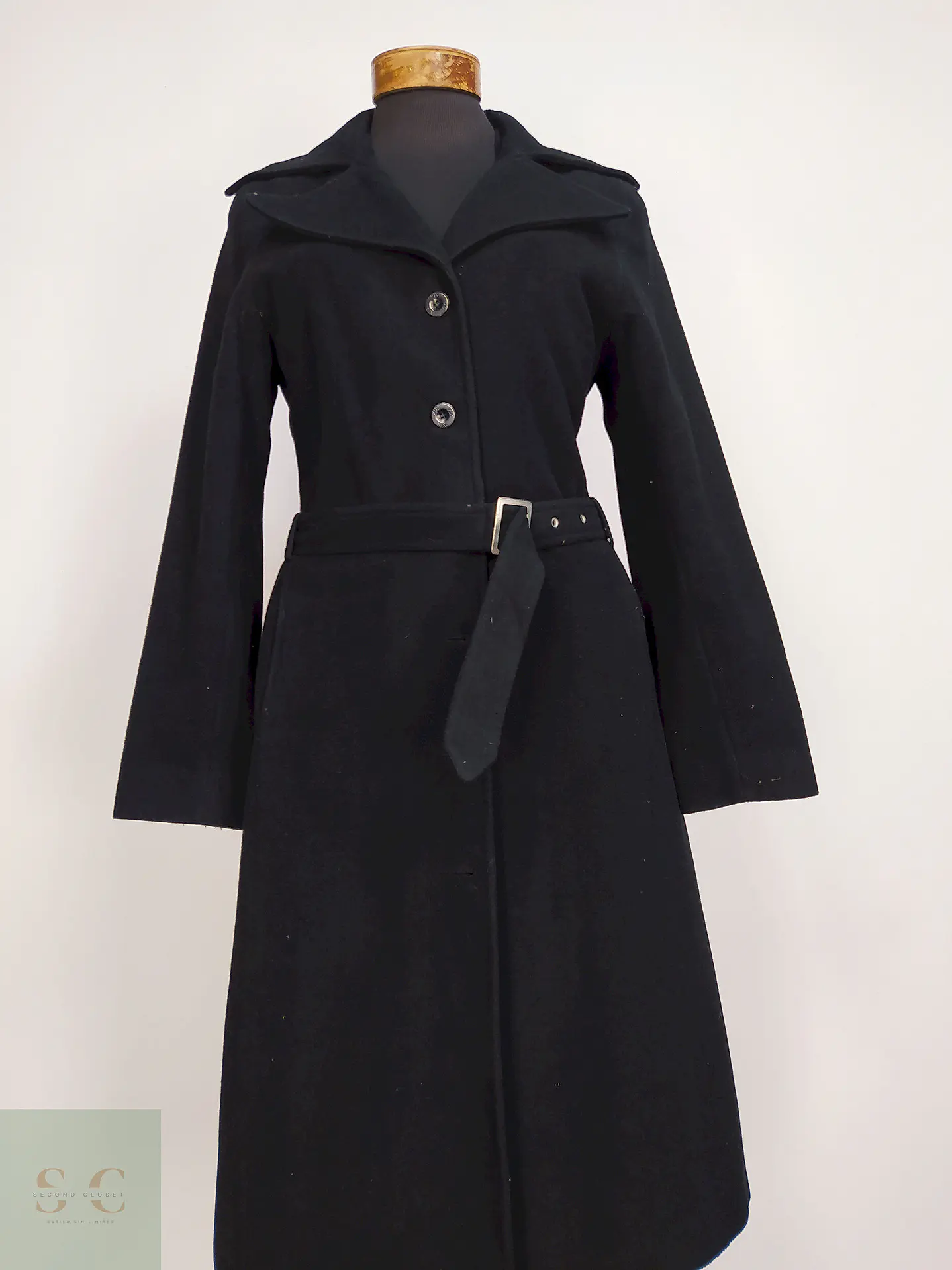 Abrigo Largo Negro XX by Mexx 80% Lana Talla 38 S/M 2