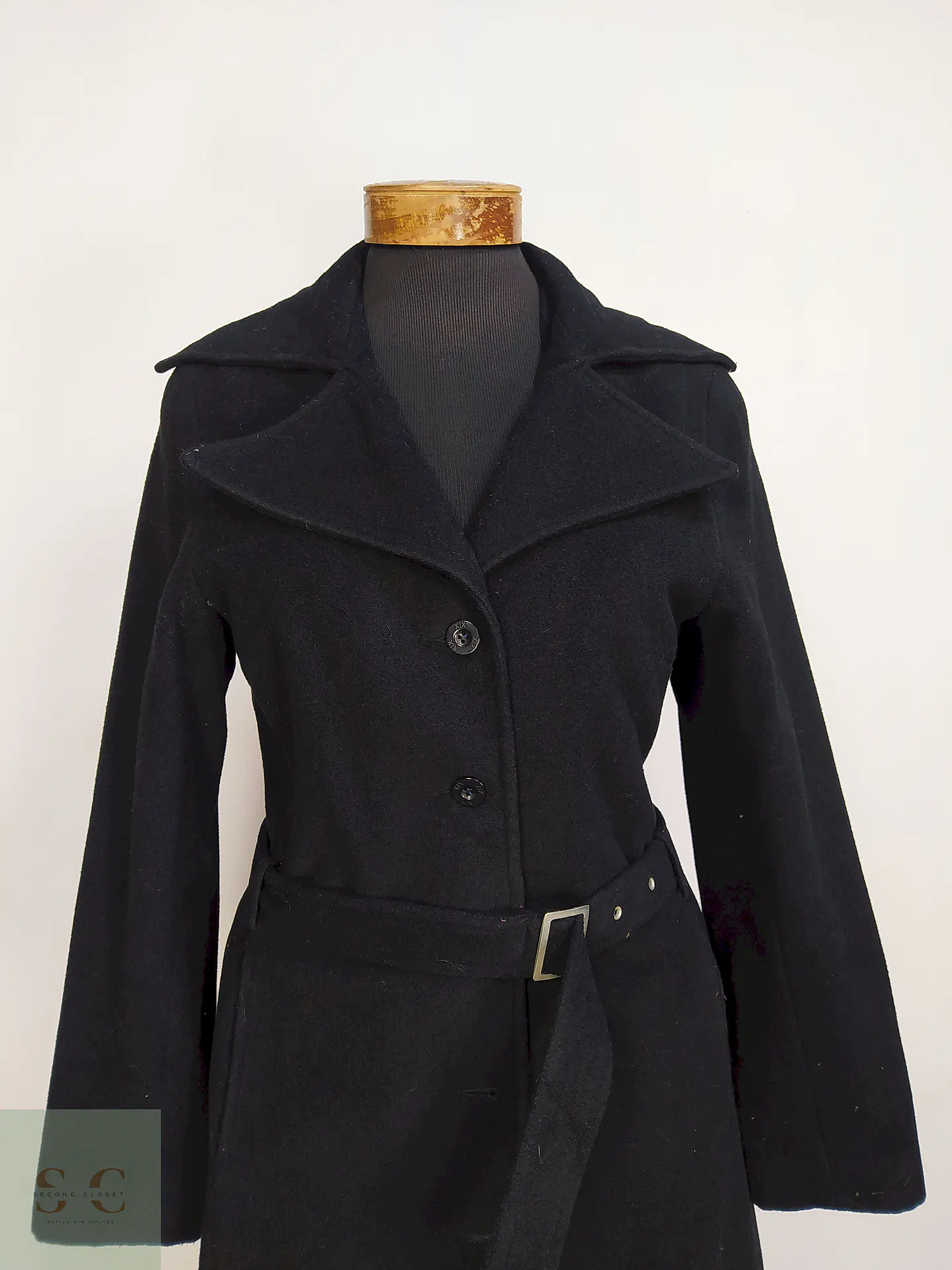 Abrigo Largo Negro XX by Mexx 80% Lana Talla 38 S/M 8