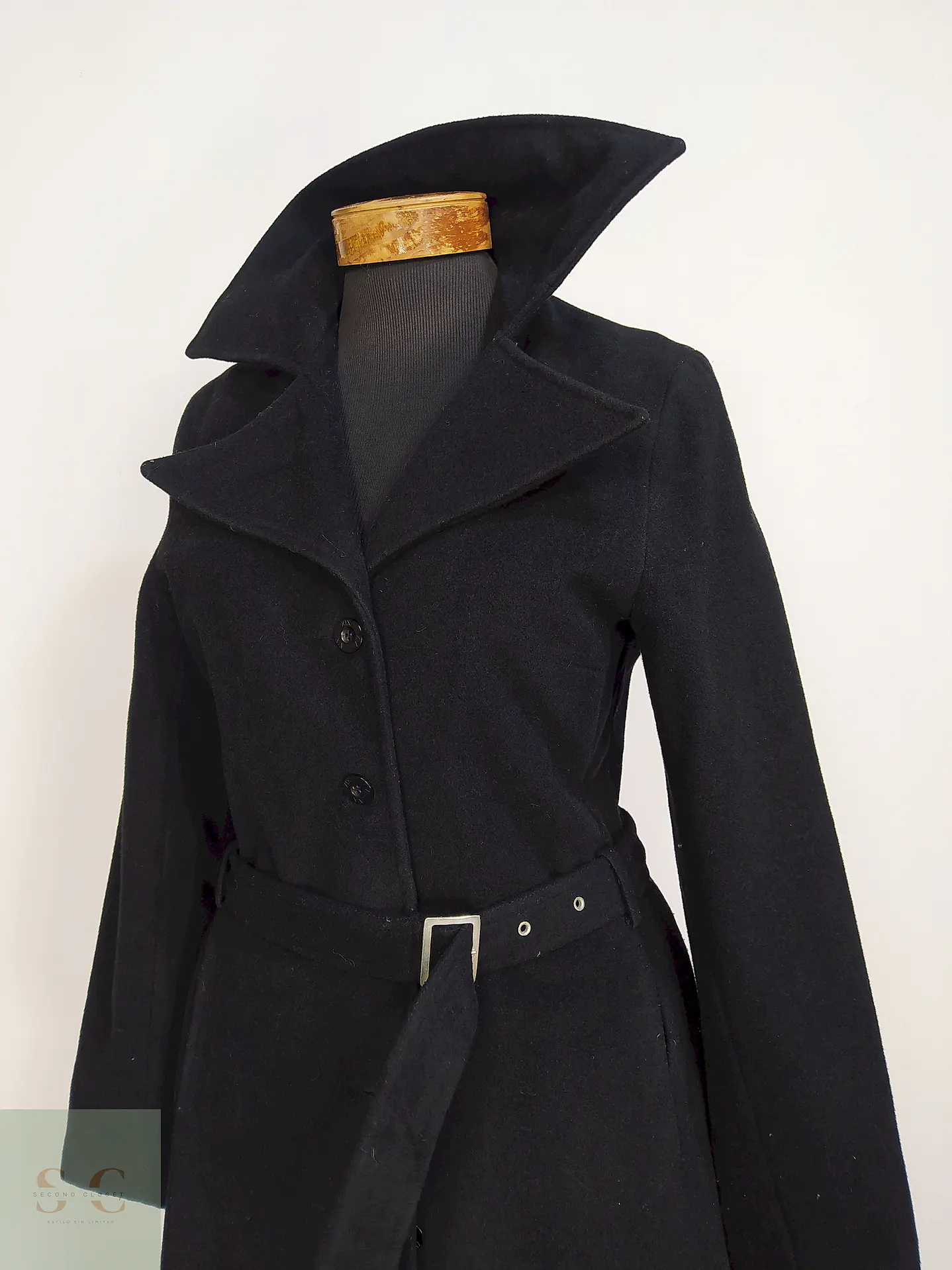 Abrigo Largo Negro XX by Mexx 80% Lana Talla 38 S/M 10