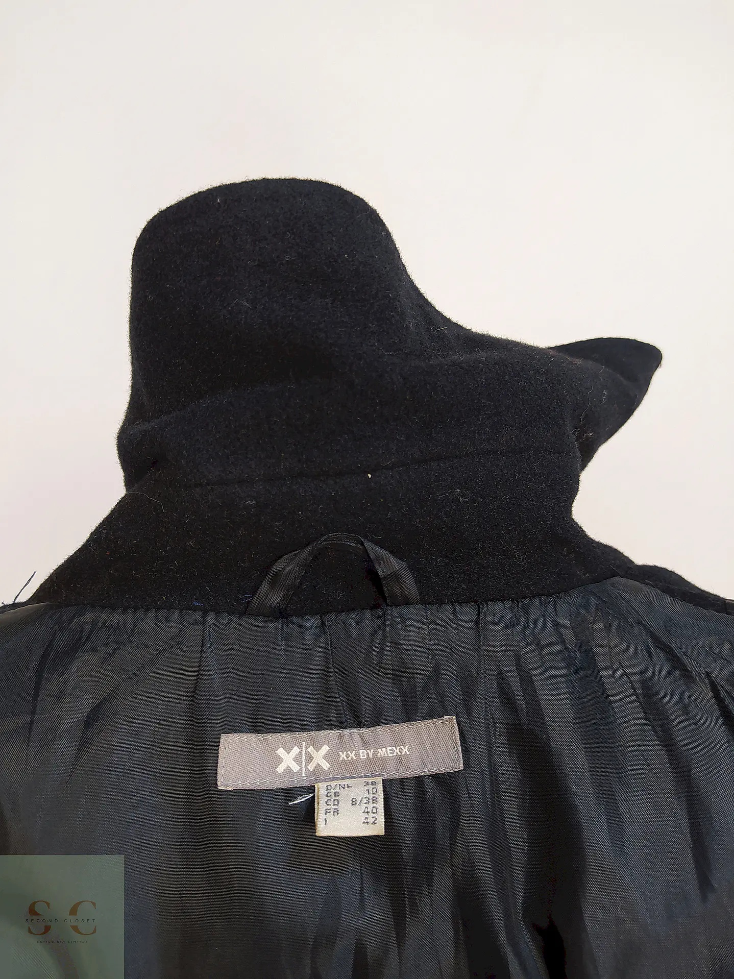 Abrigo Largo Negro XX by Mexx 80% Lana Talla 38 S/M 14