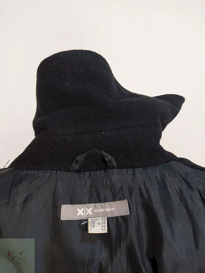 Abrigo Largo Negro XX by Mexx 80% Lana Talla 38 S/M 14
