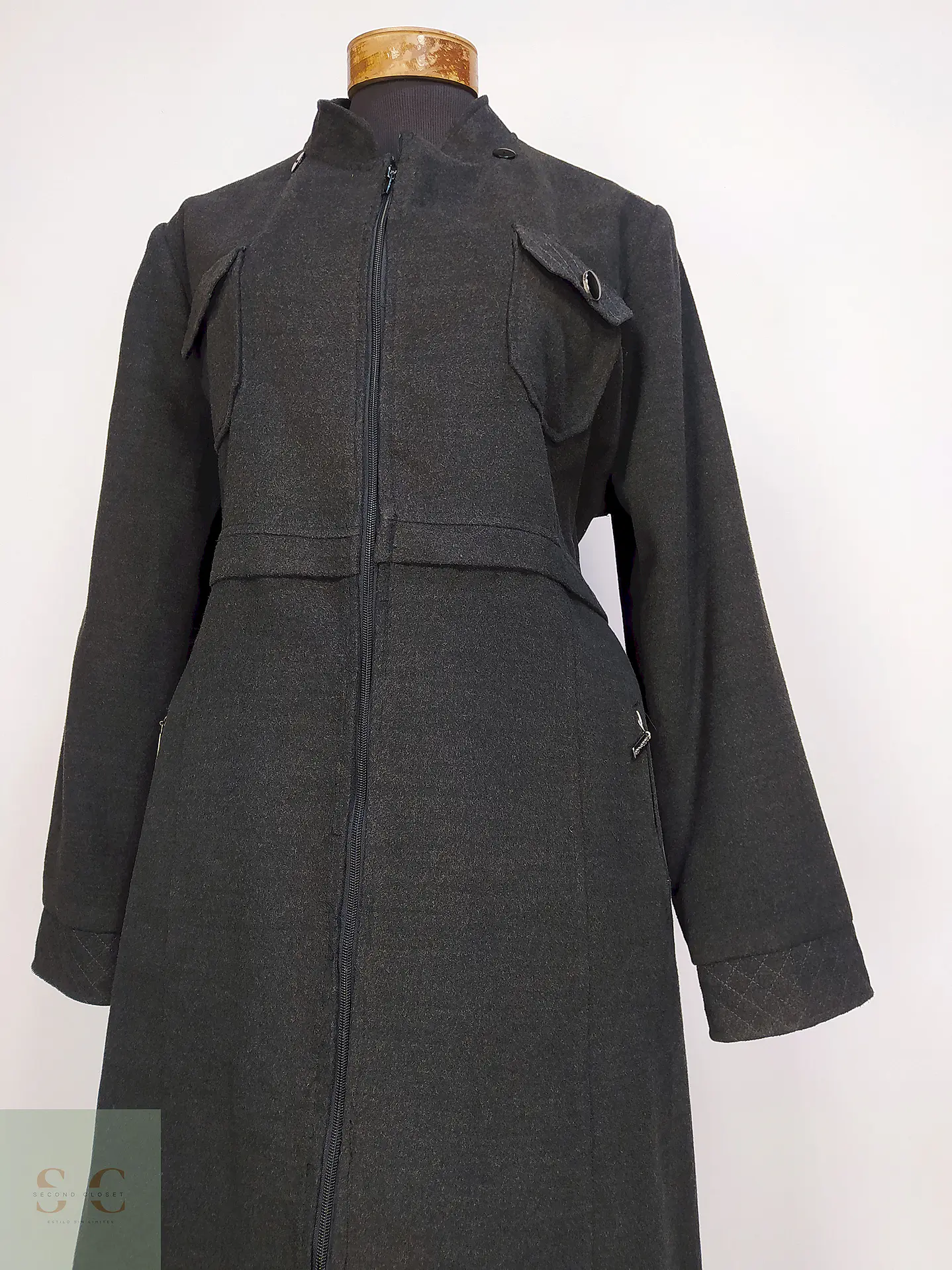 Abrigo Largo Plomo Defile Talla 44 XL 5