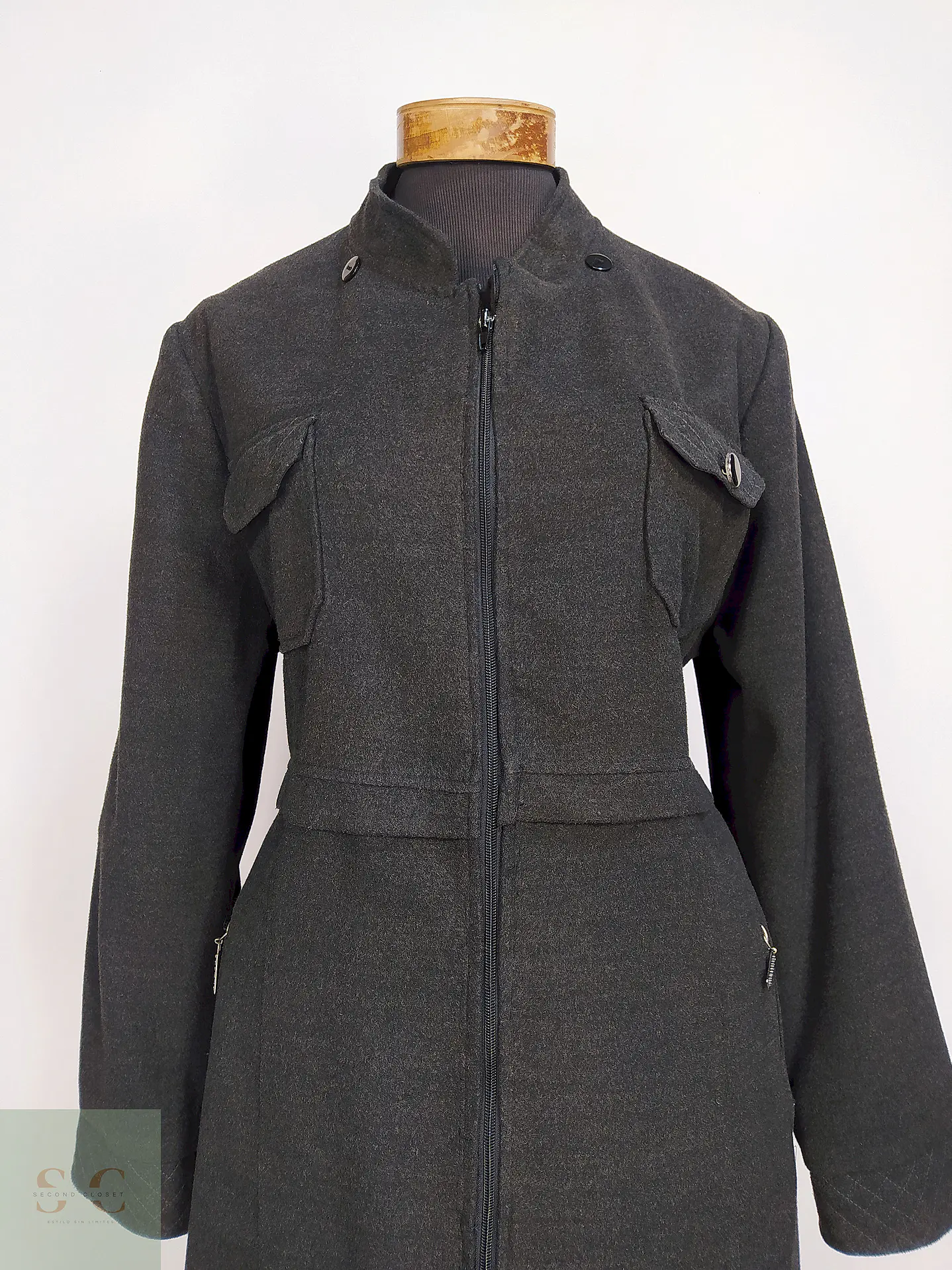 Abrigo Largo Plomo Defile Talla 44 XL 6