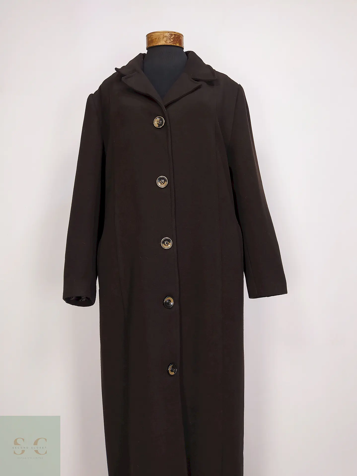 Abrigo Largo Café Berfin Talla 46 XXL 2