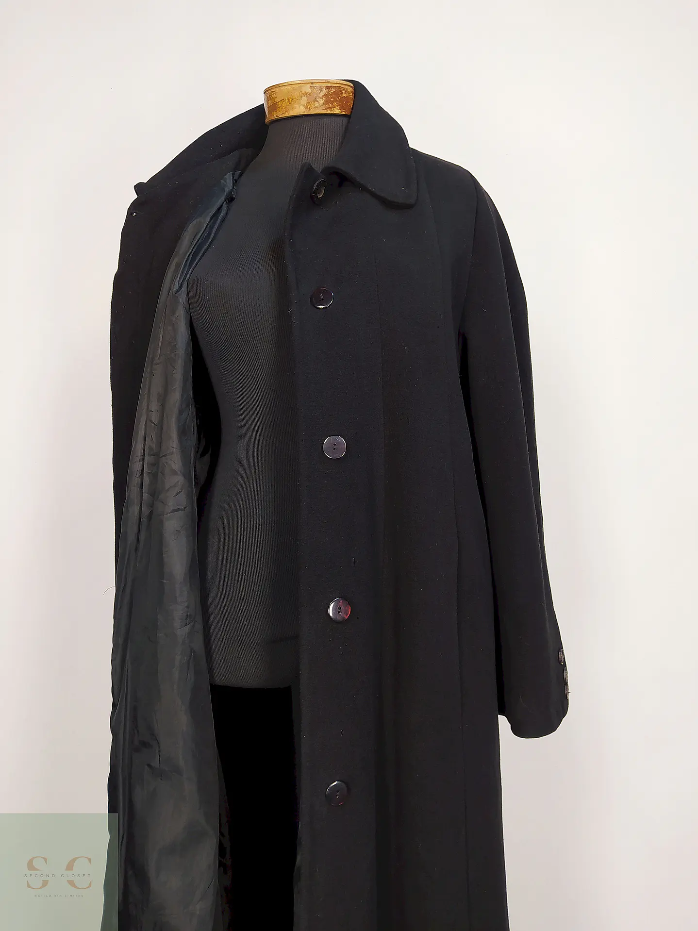 Abrigo Largo Negro Erkuri Talla 46 XXL 10