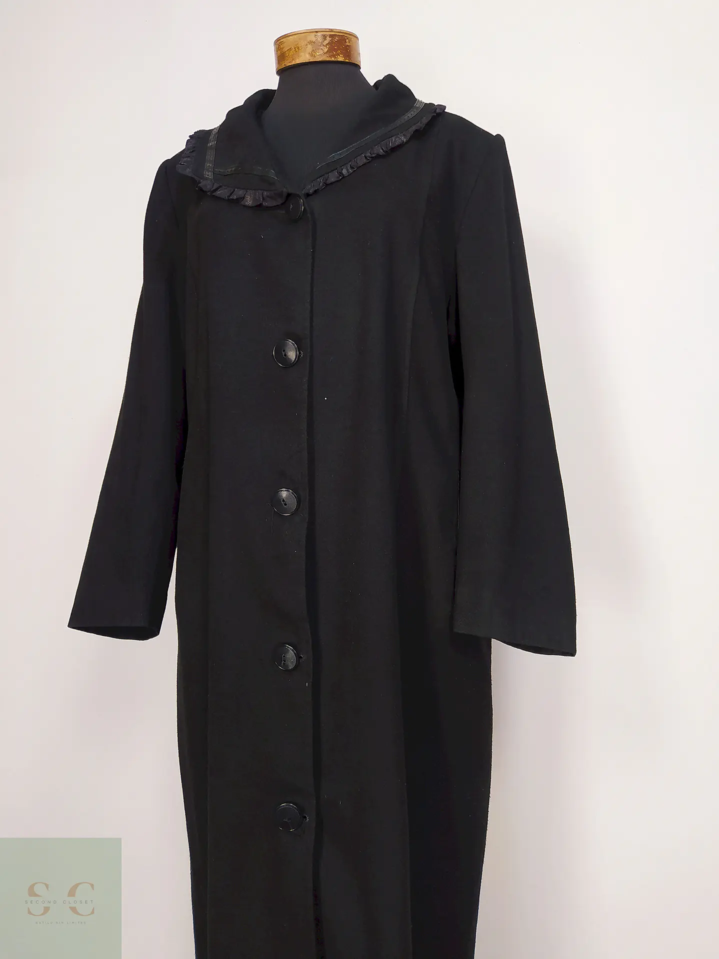 Abrigo Largo Negro Ekrem Talla 44 XL 3