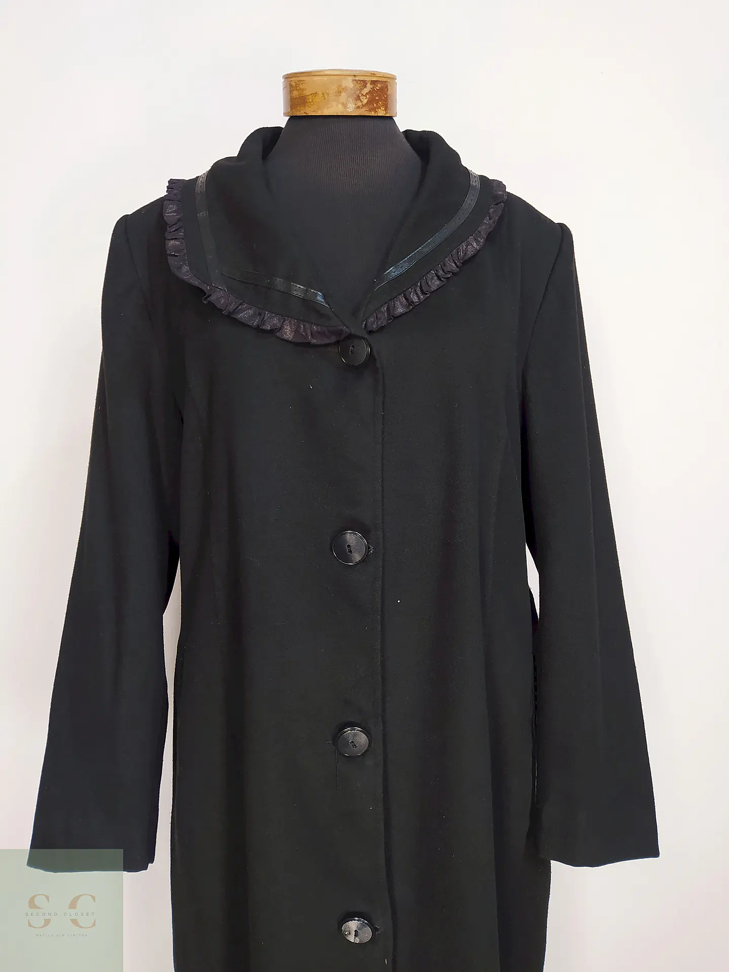 Abrigo Largo Negro Ekrem Talla 44 XL 5