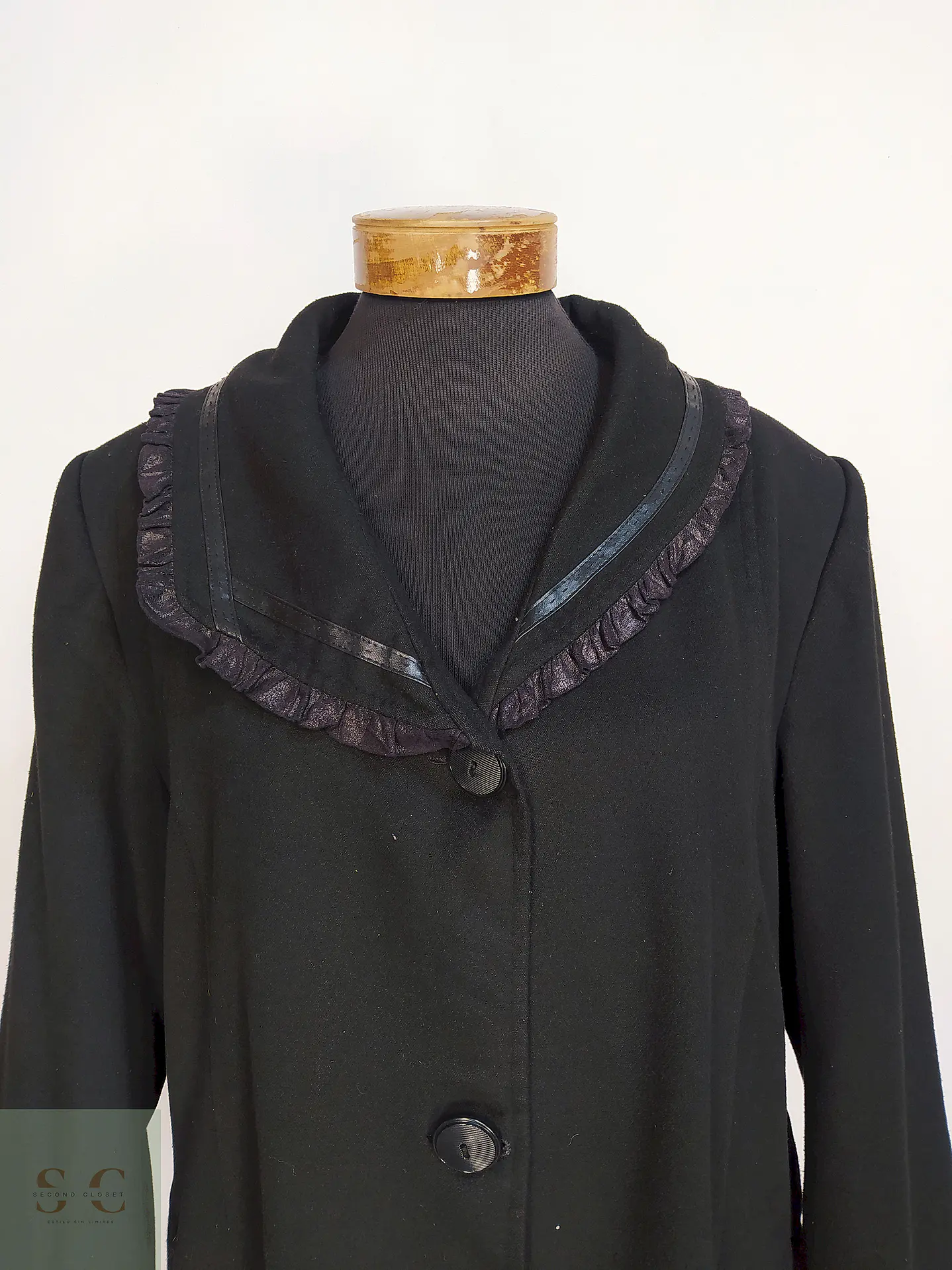 Abrigo Largo Negro Ekrem Talla 44 XL 6