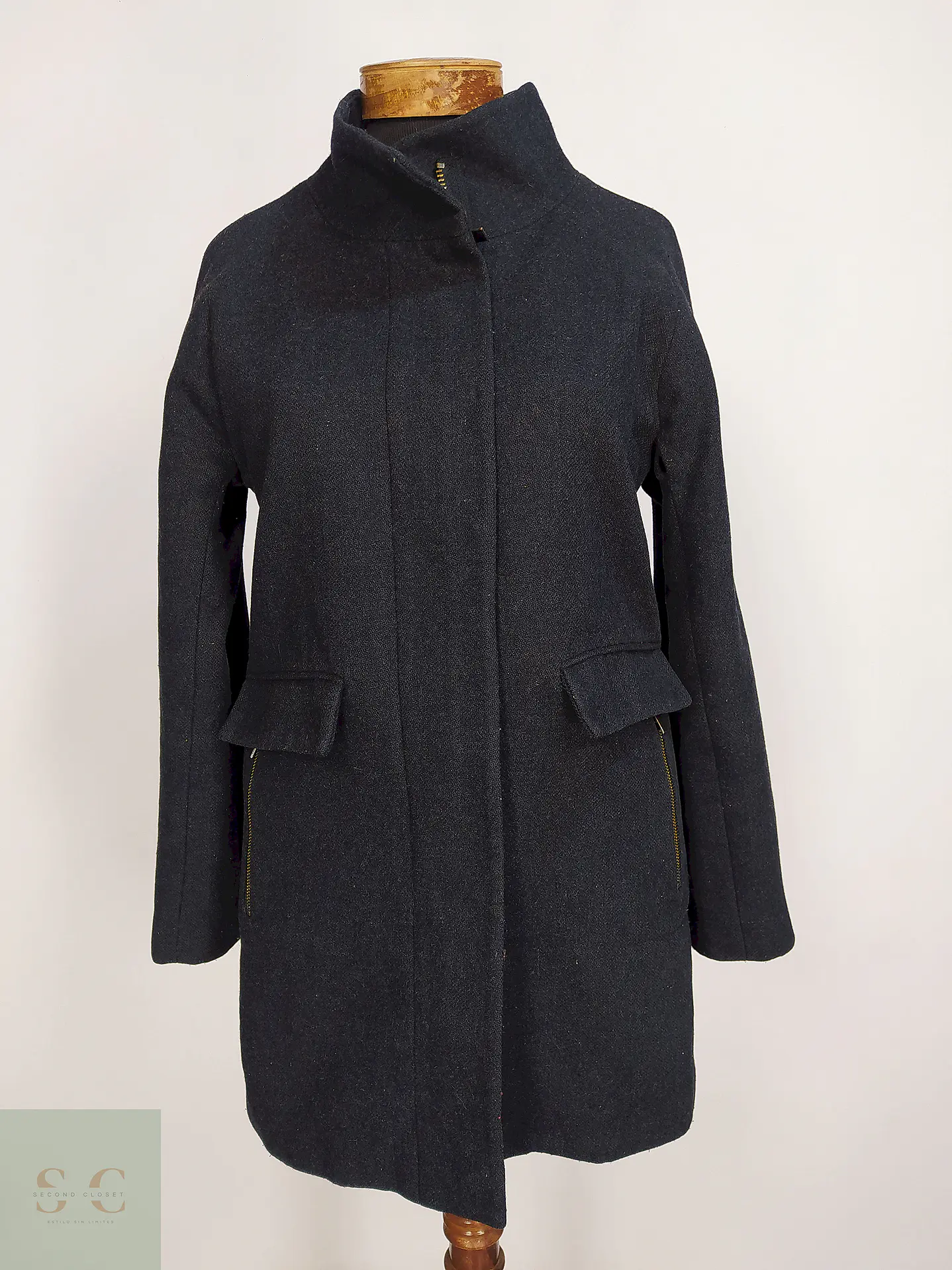 Abrigo Mango Plomo 60% Lana Talla 40 M 1