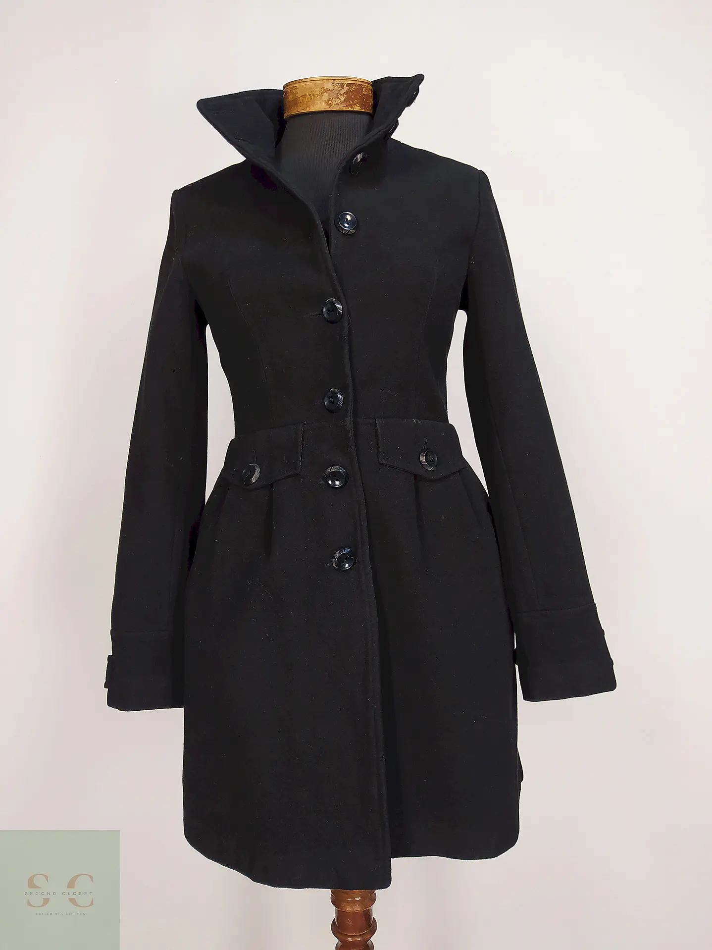 Abrigo Negro Defacto Poliéster Viscosa Talla 38 S/M 1