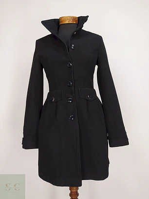 Abrigo Negro Defacto Poliéster Viscosa Talla 38 S/M
