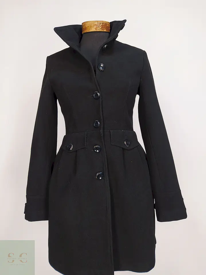 Abrigo Negro Defacto Poliéster Viscosa Talla 38 S/M 2