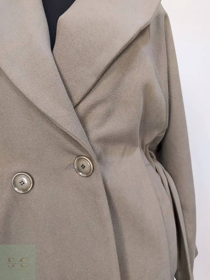 Abrigo Hennin Verde con Cinto Poliéster Talla 38 S/M 5