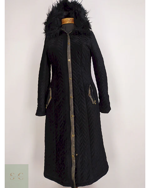 Abrigo Selam Negro con Gorro Algodón Lycra Poliéster Talla 38 S