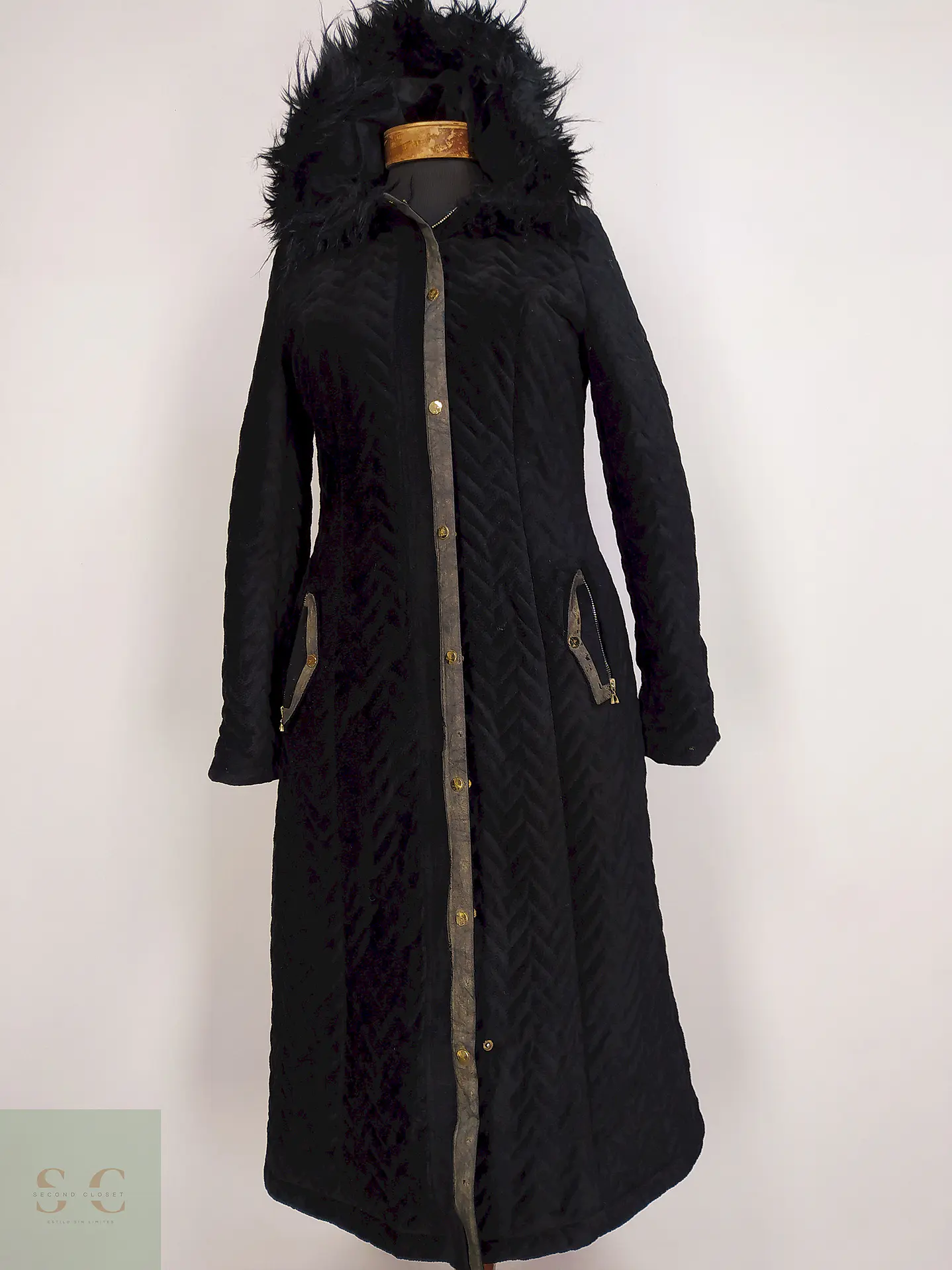 Abrigo Selam Negro con Gorro Algodón Lycra Poliéster Talla 38 S/M 1