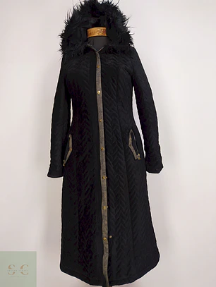 Abrigo Selam Negro con Gorro Algodón Lycra Poliéster Talla 38 S/M