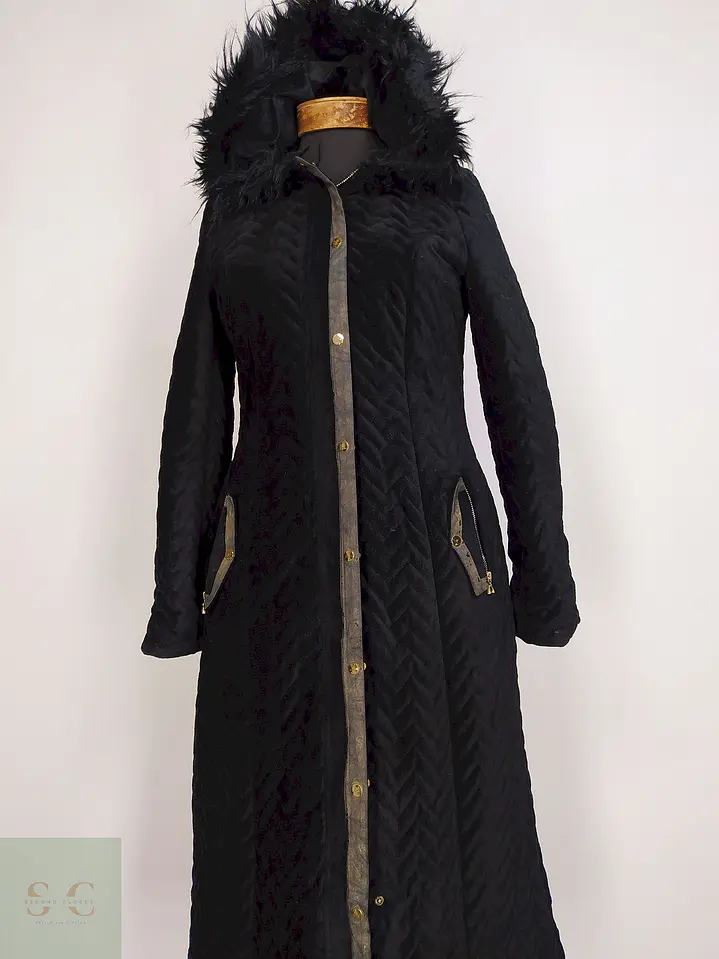 Abrigo Selam Negro con Gorro Algodón Lycra Poliéster Talla 38 S/M 2
