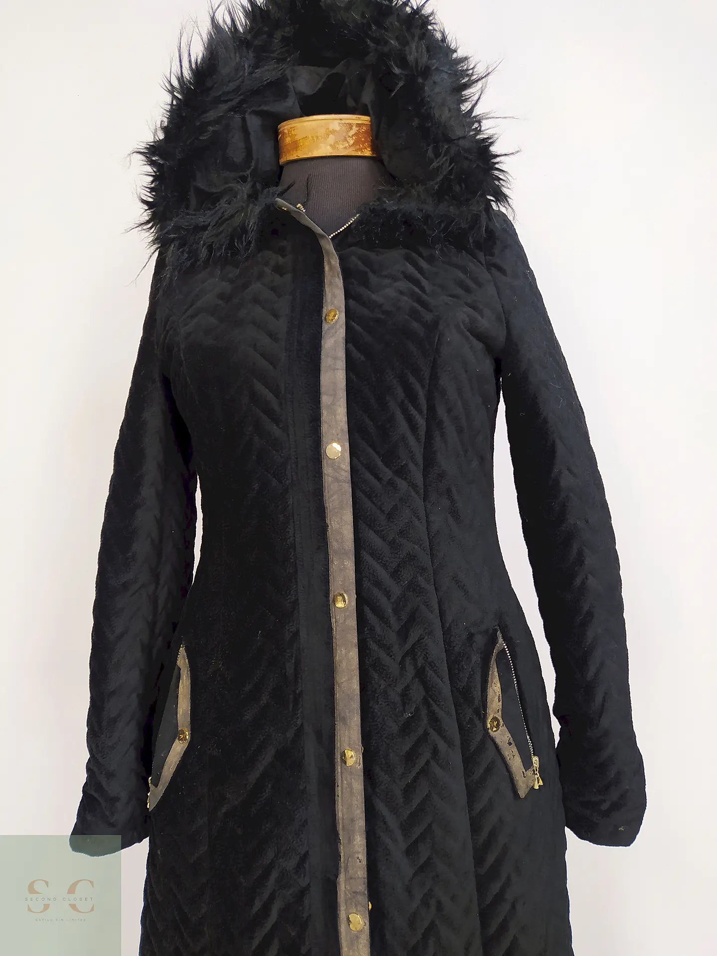 Abrigo Selam Negro con Gorro Algodón Lycra Poliéster Talla 38 S/M 3