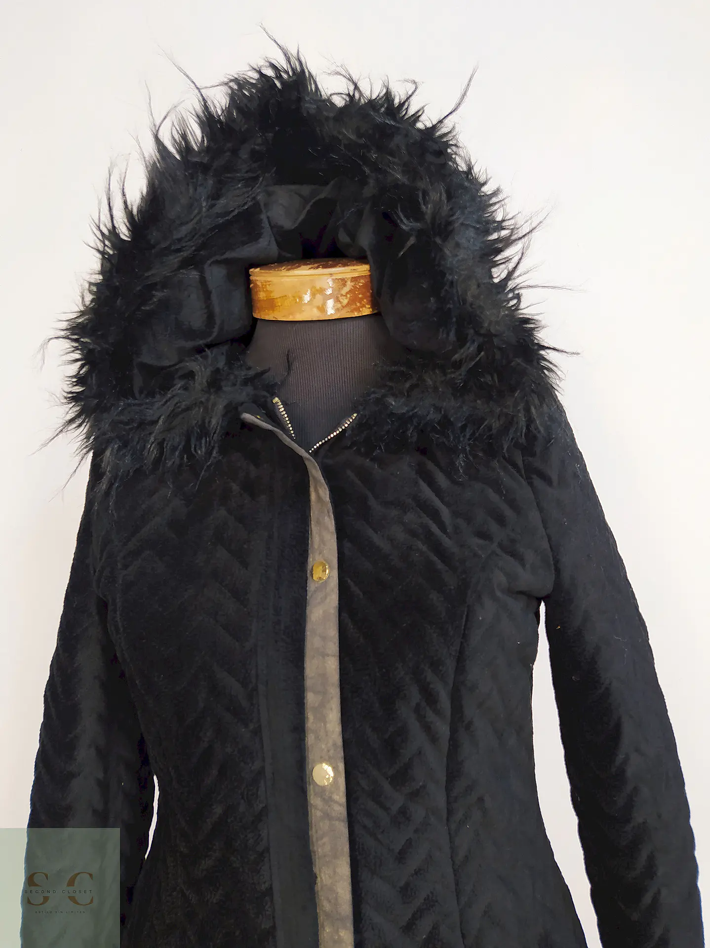 Abrigo Selam Negro con Gorro Algodón Lycra Poliéster Talla 38 S/M 4