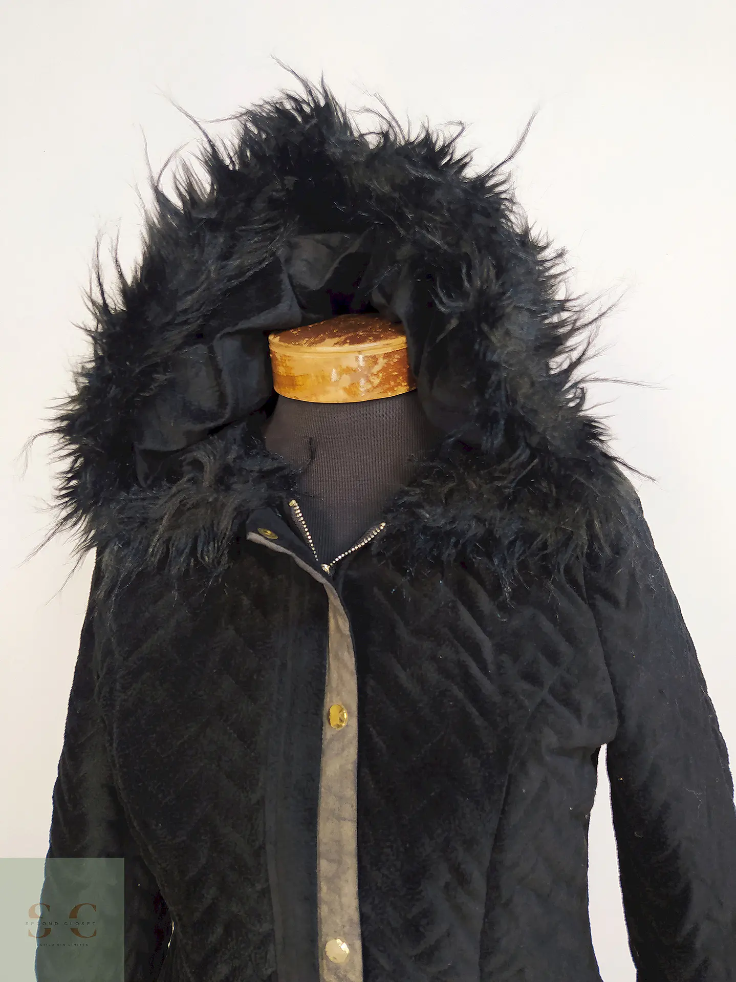 Abrigo Selam Negro con Gorro Algodón Lycra Poliéster Talla 38 S/M 5