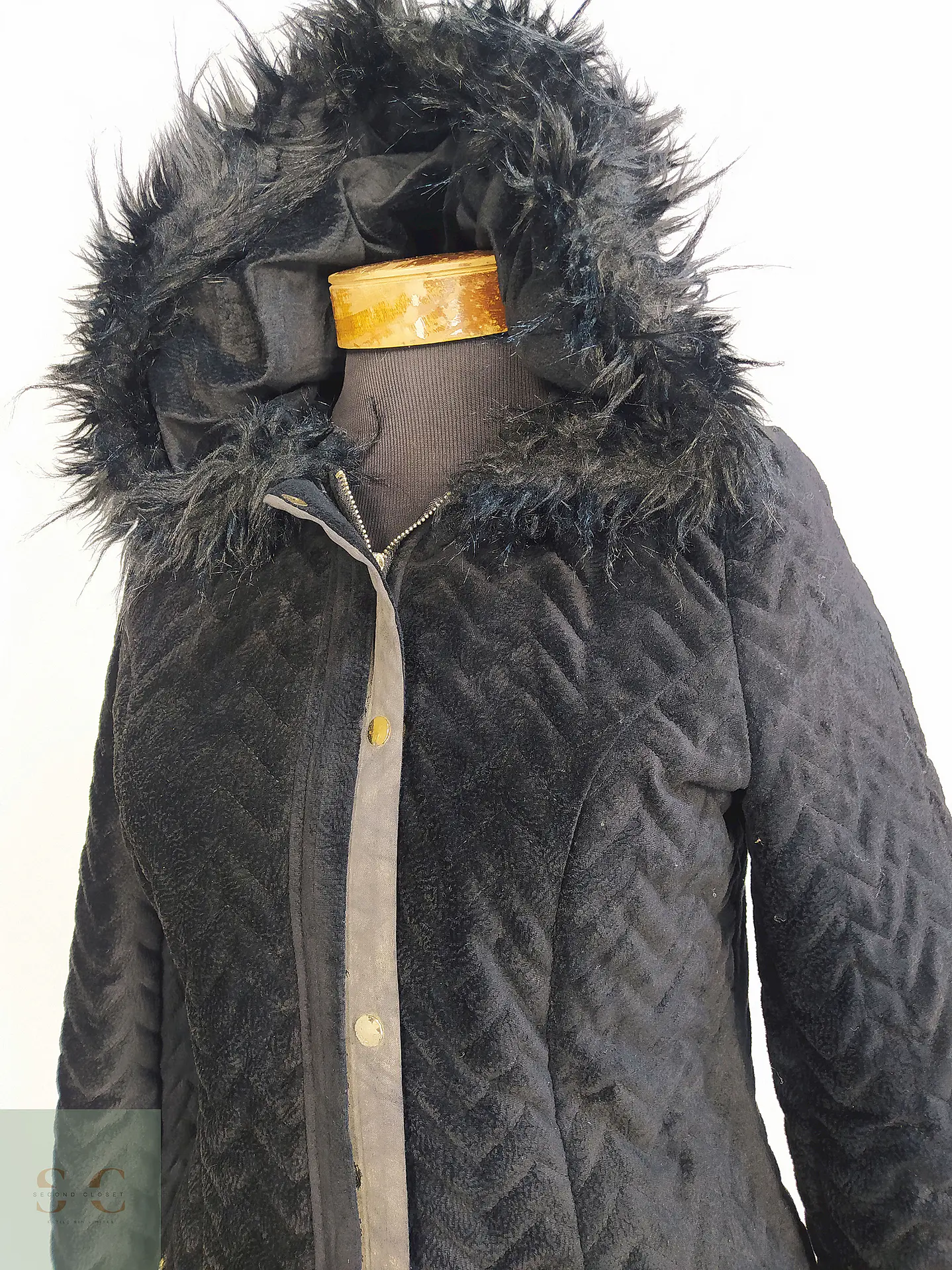 Abrigo Selam Negro con Gorro Algodón Lycra Poliéster Talla 38 S/M 7
