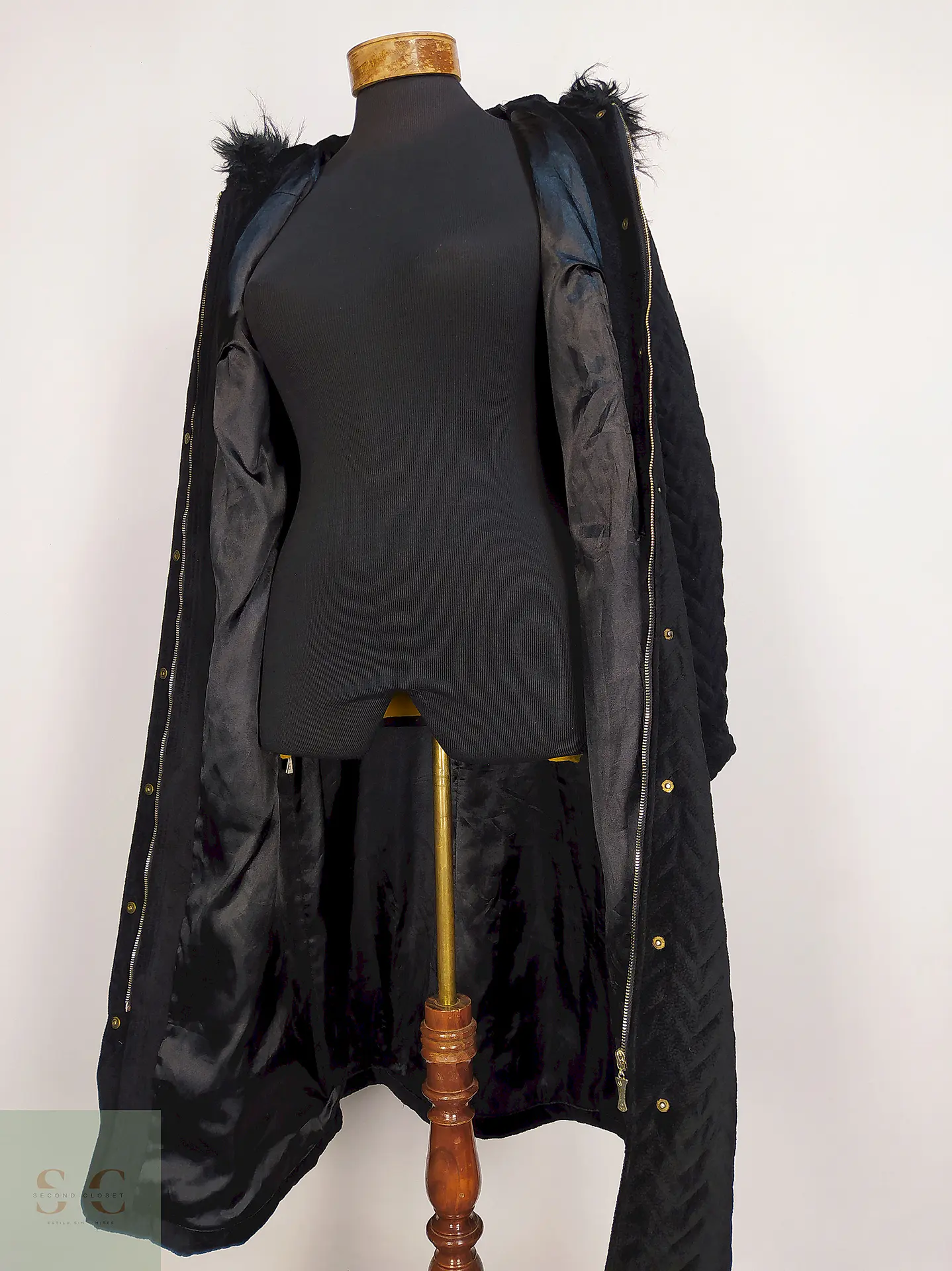 Abrigo Selam Negro con Gorro Algodón Lycra Poliéster Talla 38 S/M 9