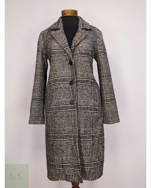 Abrigo Lcw Casual Negro Blanco Mezcla Lana Talla ML