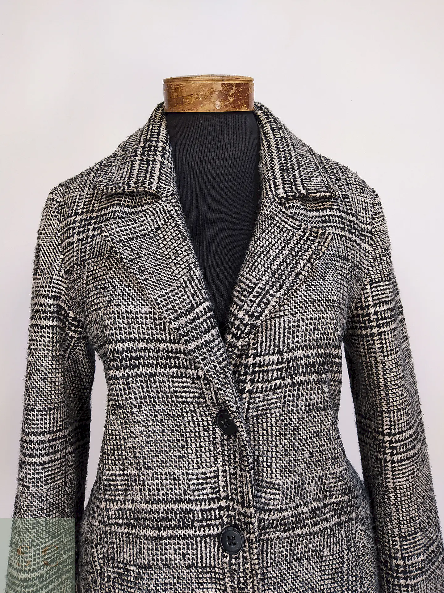Abrigo Lcw Casual Negro Blanco Mezcla Lana Talla 42 L 4