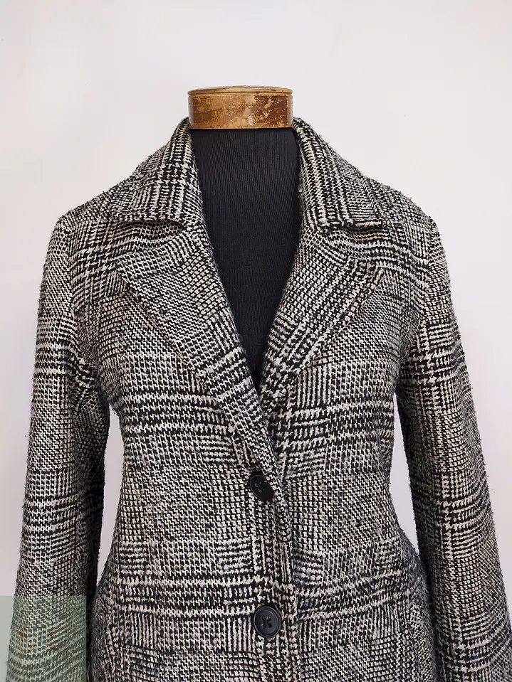 Abrigo Lcw Casual Negro Blanco Mezcla Lana Talla 42 L 4