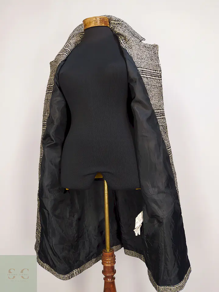 Abrigo Lcw Casual Negro Blanco Mezcla Lana Talla 42 L 7