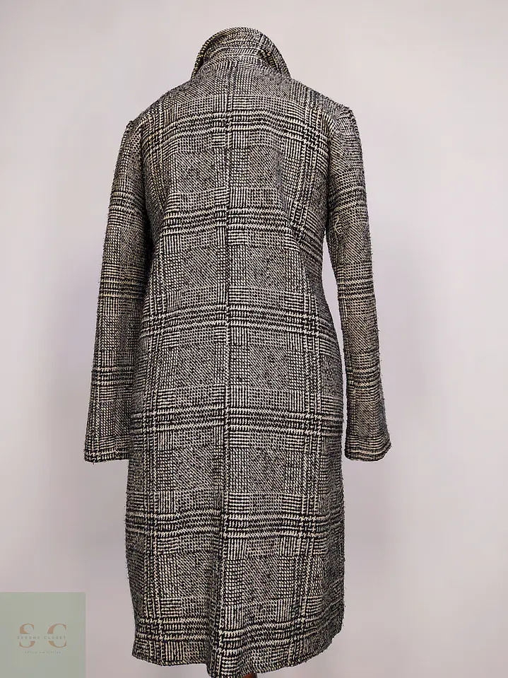 Abrigo Lcw Casual Negro Blanco Mezcla Lana Talla 42 L 8
