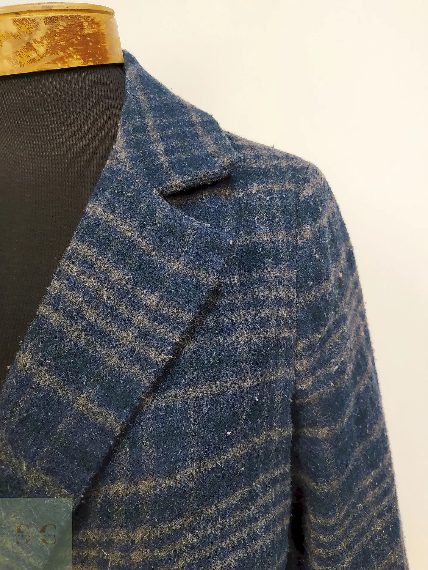 Abrigo Azul Gris Cruzado Básico Talla 38 S/M 4