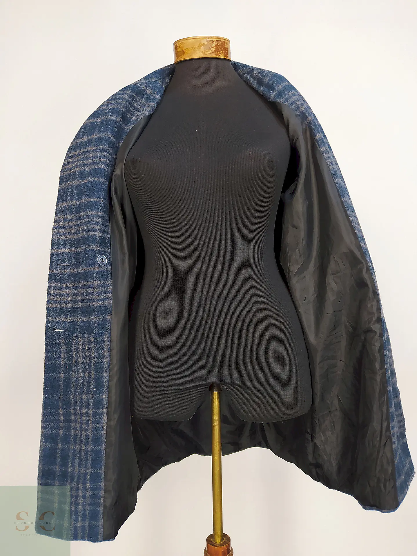 Abrigo Azul Gris Cruzado Básico Talla 38 S/M 5