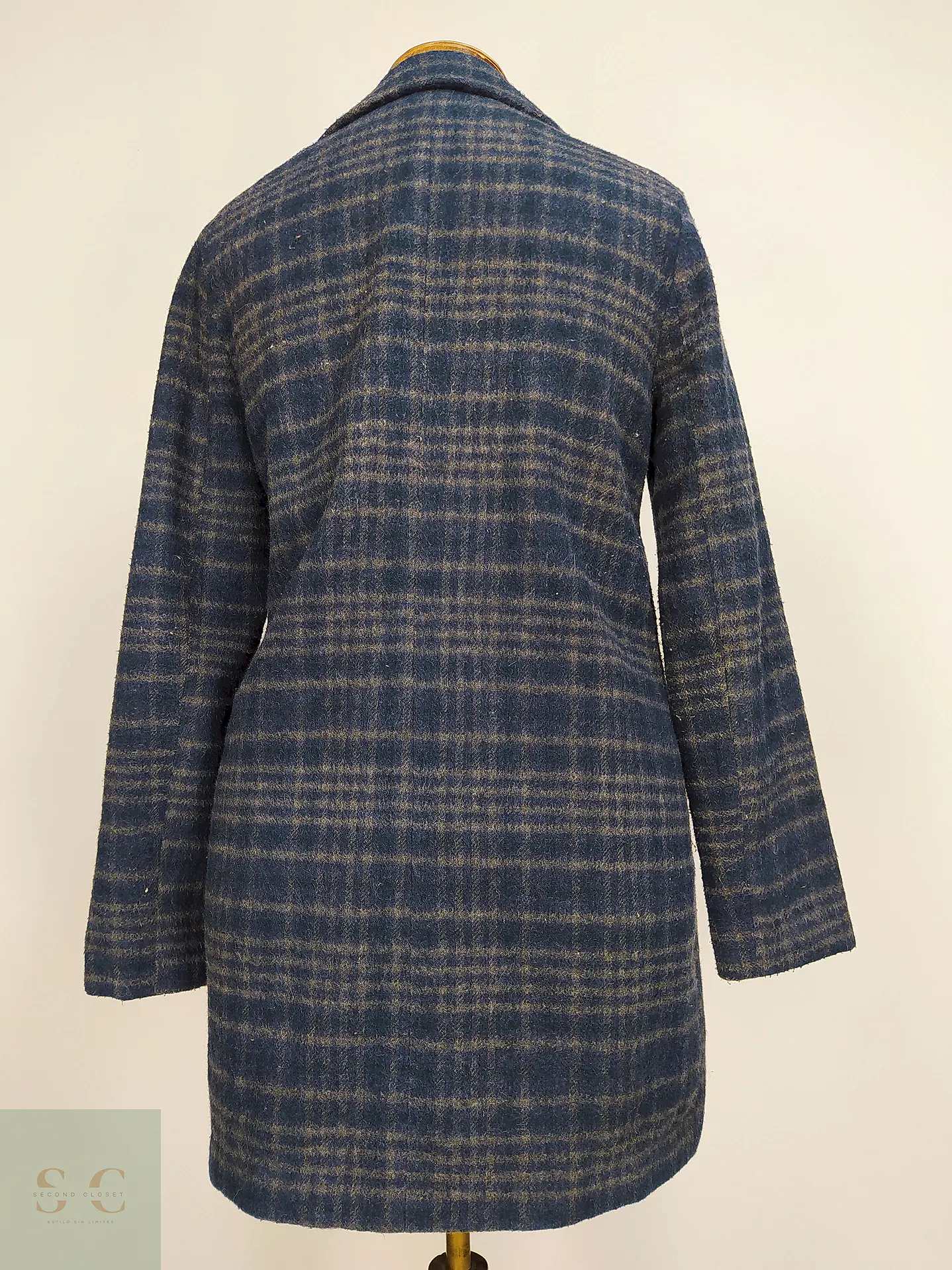 Abrigo Azul Gris Cruzado Básico Talla 38 S/M 6