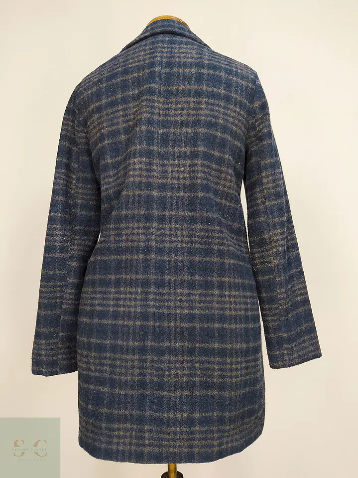 Abrigo Azul Gris Cruzado Básico Talla 38 S/M 6