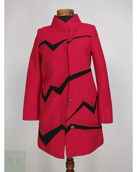 Abrigo Dekka Rojo Negro 80% Lana Talla S