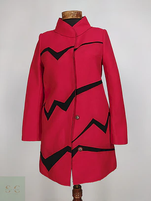 Abrigo Dekka Rojo Negro 80% Lana Talla 38 S/M