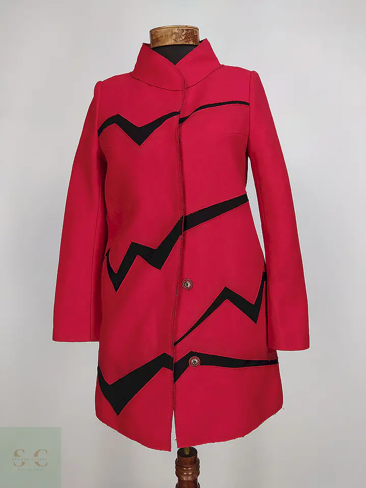 Abrigo Dekka Rojo Negro 80% Lana Talla 38 S/M 1