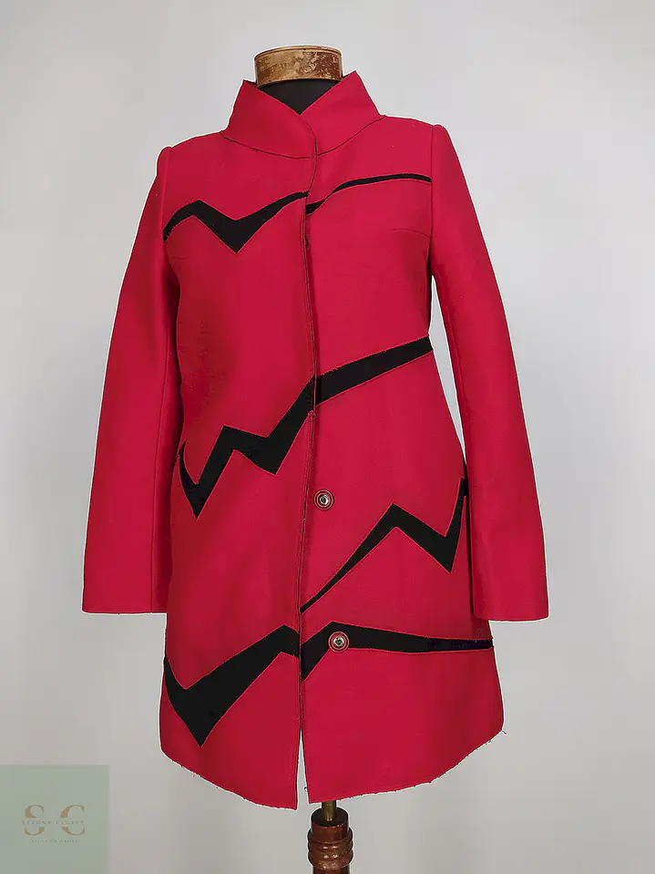 Abrigo Dekka Rojo Negro 80% Lana Talla 38 S/M 2