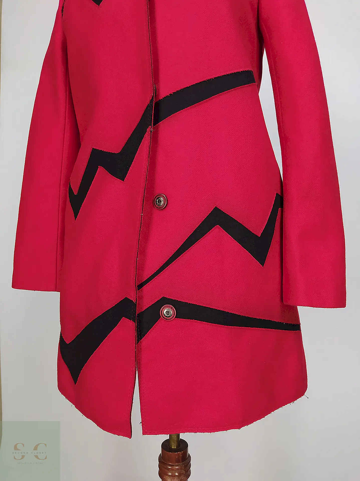 Abrigo Dekka Rojo Negro 80% Lana Talla 38 S/M 3