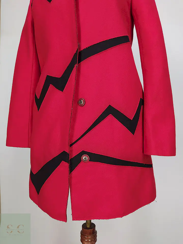 Abrigo Dekka Rojo Negro 80% Lana Talla 38 S/M 3