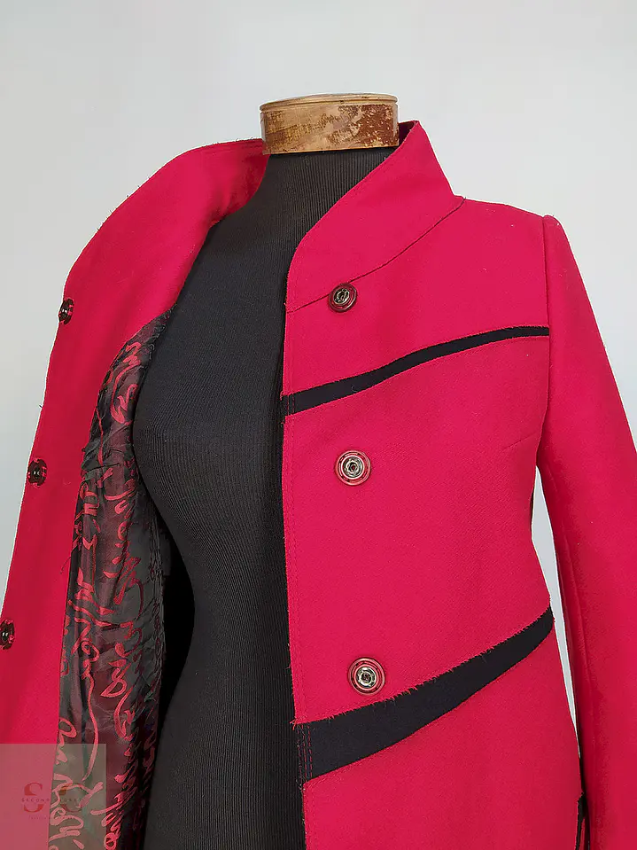 Abrigo Dekka Rojo Negro 80% Lana Talla 38 S/M 8