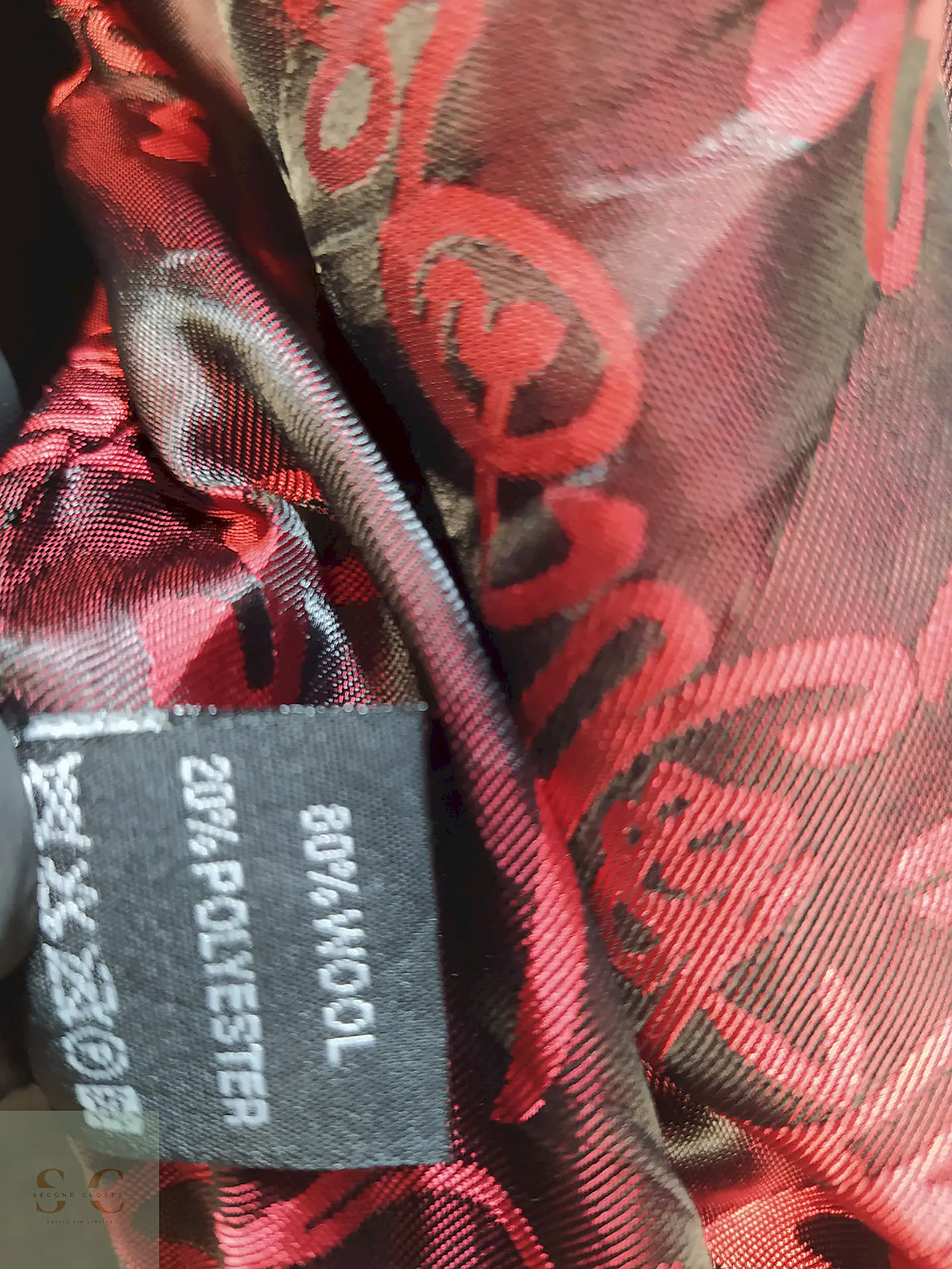 Abrigo Dekka Rojo Negro 80% Lana Talla 38 S/M 11