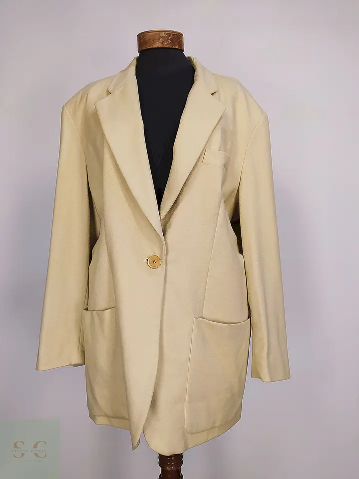 Blazer Miss Britt Beige Lana cordero y Angora Talla 2XL  1