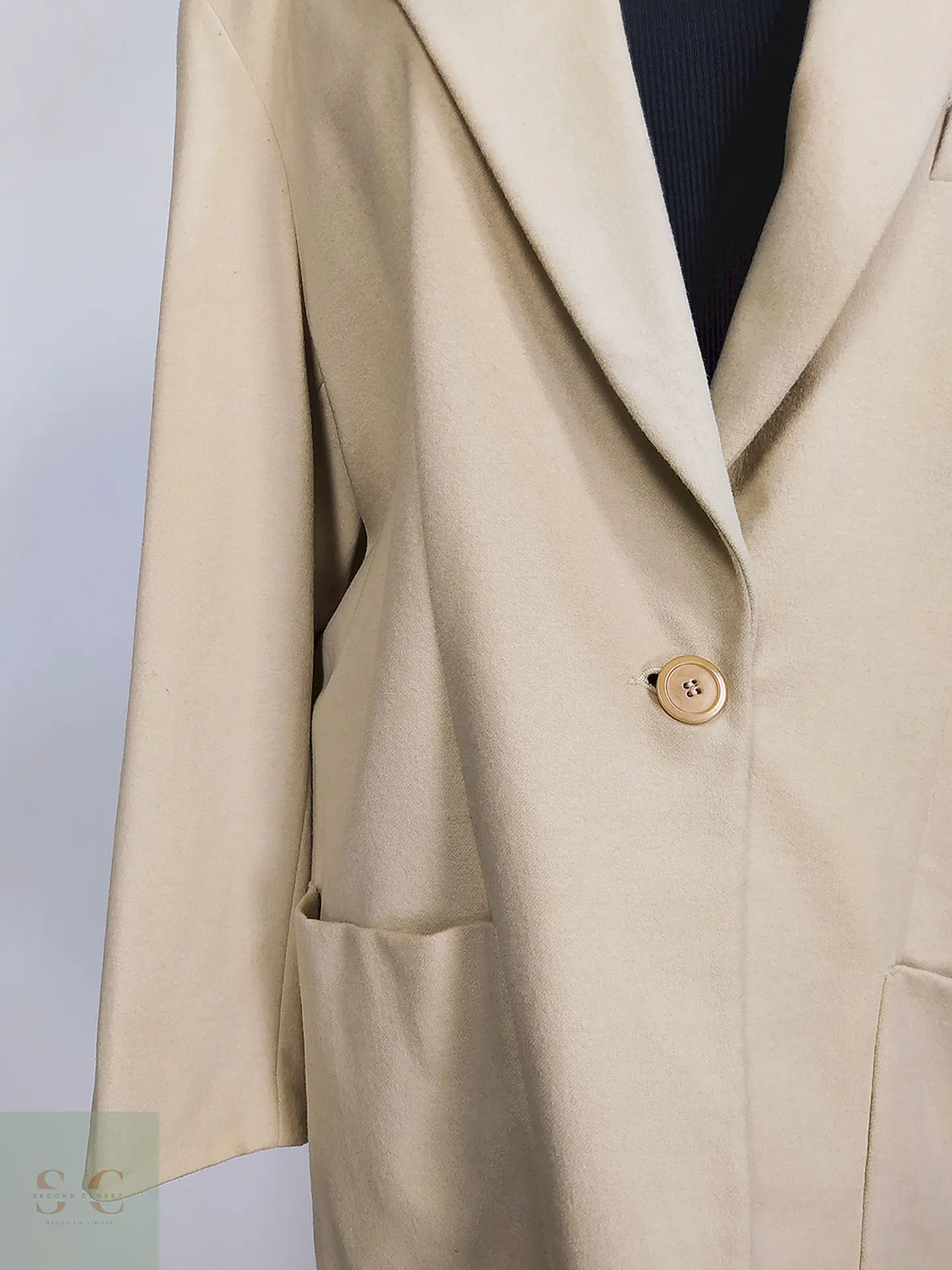Blazer Miss Britt Beige Lana cordero y Angora Talla 2XL  3
