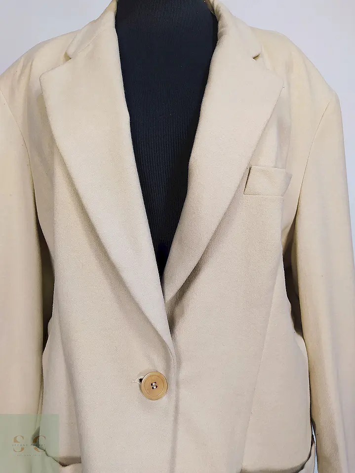 Blazer Miss Britt Beige Lana cordero y Angora Talla 2XL  4